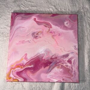 Pink and White Abstract Fluid Art Painting